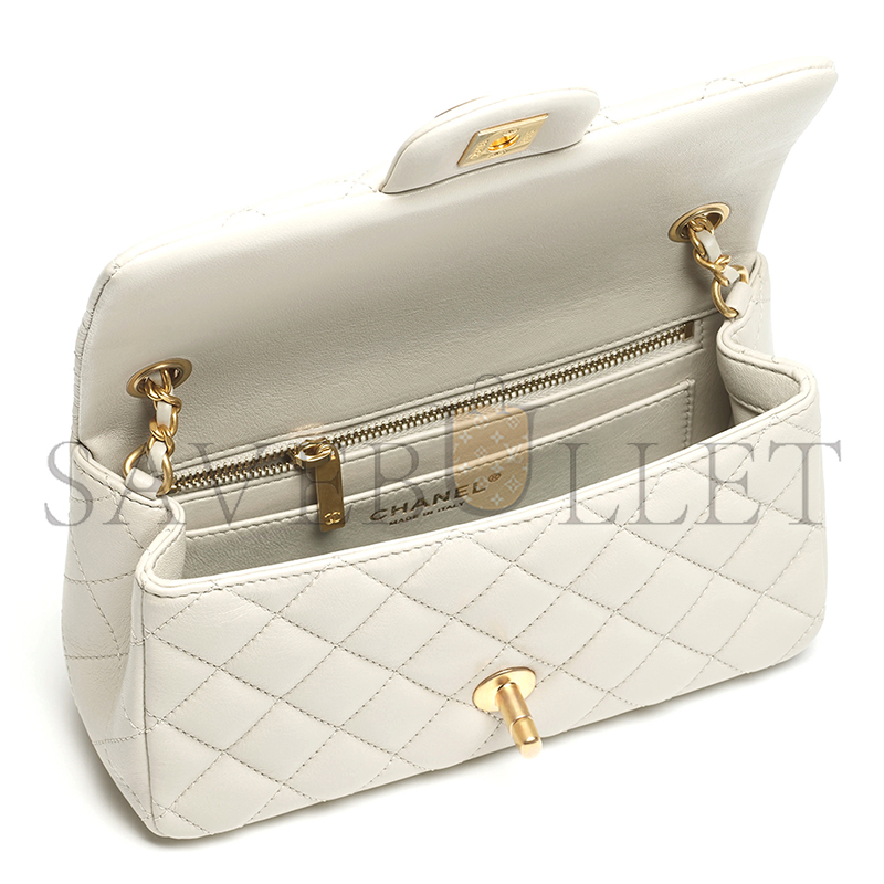 CHANEL MINI FLAP BAG SHINY LANBSKIN AS5759 (20*13*7cm)